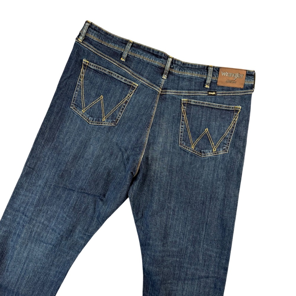 New Wrangler Regular Fit Flex‎ Jeans Dark Wash Mens 40x30 Straight Leg Cowboy